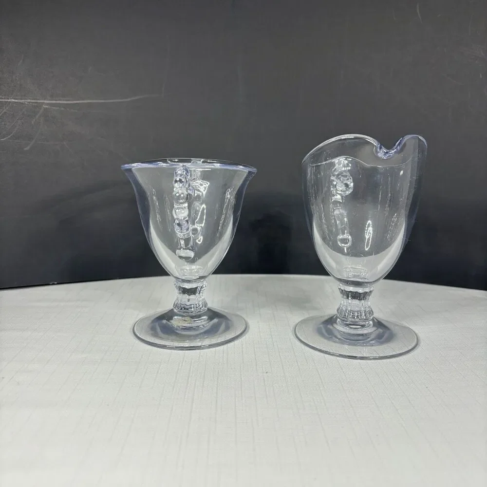 Imperial Glass Candlewick Pedestal Cream Sugar 1930s Depression Glass Vintage
